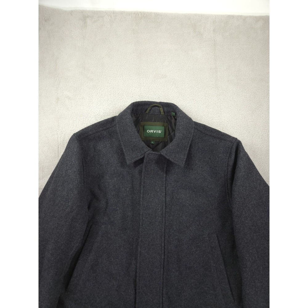 Orvis Wool Coat‎ Mens Large Full Zip Quilt Lined Gray Overcoat - Picture 4 of 10